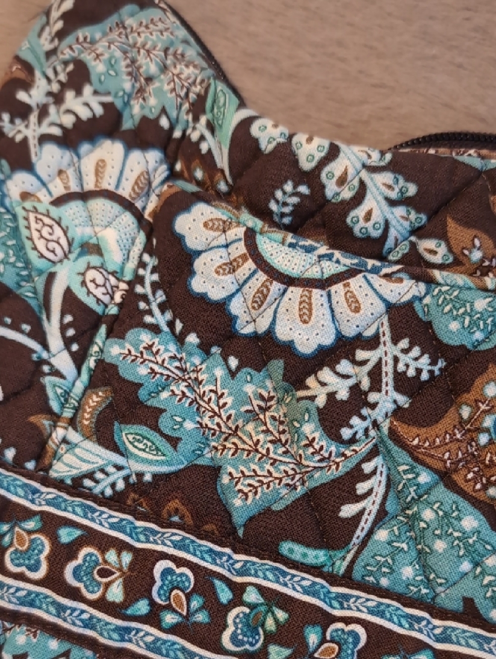 Vera Bradley Teal and Brown Floral Quilted Shoulder Bag - Picture 8 of 8